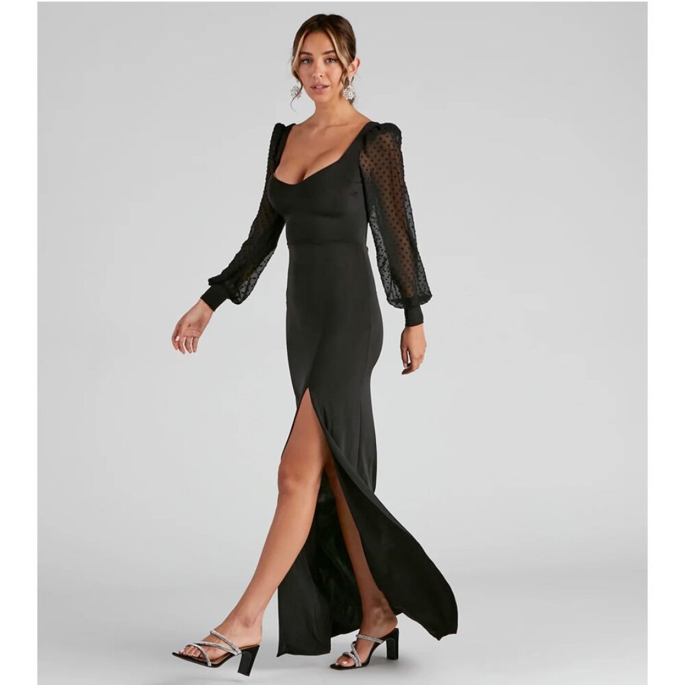 Black Formal High Slit Mermaid Dress - Prom, Homecoming, Formal